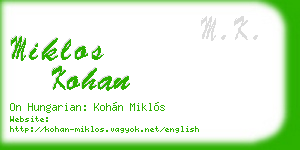 miklos kohan business card